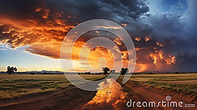 Cumulonimbus clouds at sunset Stock Photo