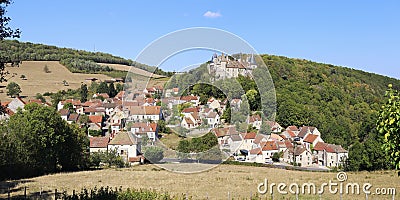 Rural landscapes of France. Burgundy region, La Rochepot village and ancient castle Stock Photo