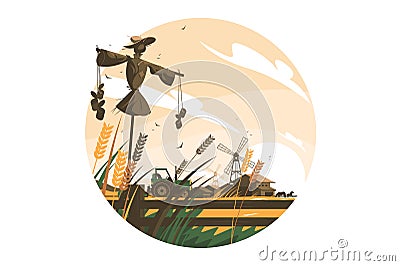 Rural nature scene Vector Illustration