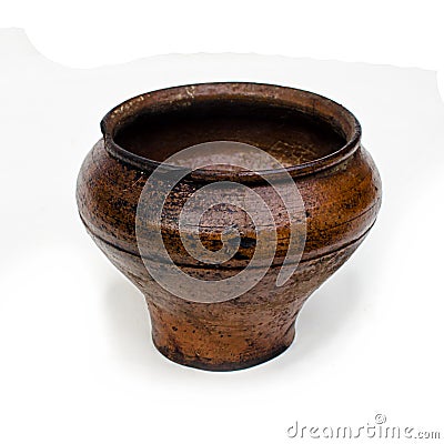 Rural Old Clay Pot for Stove Stock Photo