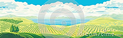 Rural panoramic landscape Vector Illustration