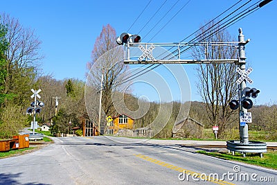 Rural Rail Crossing Stock Photo