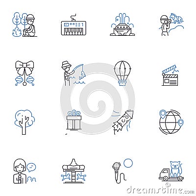 Rural retreat line icons collection. Tranquility, Serenity, Solitude, Nature, Scenic, Rustic, Adaptation vector and Vector Illustration