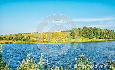 Rural river landscape Stock Photo