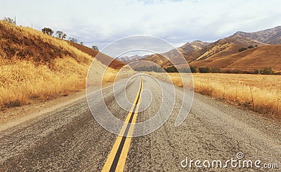 Rural road to Kings Canyon national park, USA Stock Photo