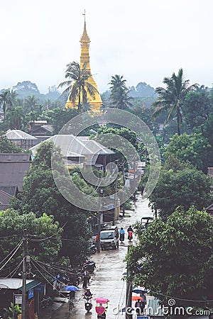 Rural scene street in Dawei, Myanmar Editorial Stock Photo