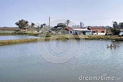 Rural scenic of fish pond Stock Photo