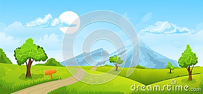 Rural summer landscape Vector Illustration