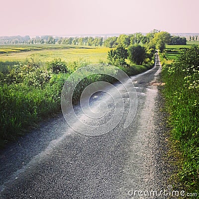 Rural tarmac road in Poland Stock Photo