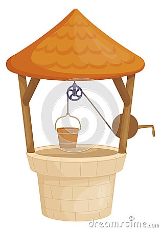 Rural well cartoon icon. Fresh water source Stock Photo