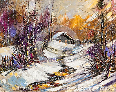 Rural winter landscape Stock Photo