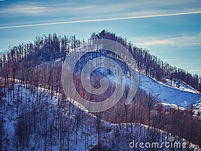 Rural winter landscape from Vrancea, Moldova, Romania Stock Photo