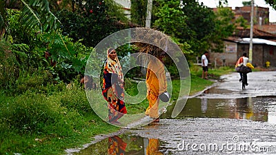 image rural woman on street outdoor Editorial Stock Photo