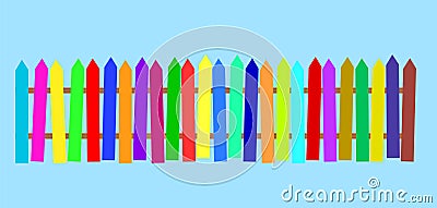 Rural wooden colorful fence. Stock vector illustration Vector Illustration