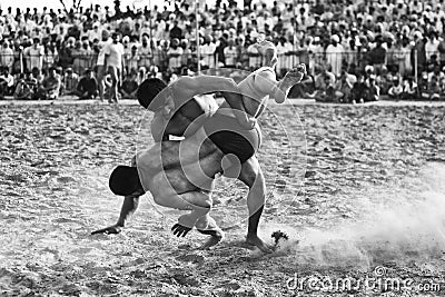 Rural wrestling sports match in punjab india Editorial Stock Photo