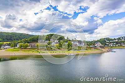 Rurberg and Rursee on a beautiful day in summer Stock Photo