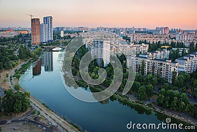 Rusanovka - district in left bank of Kiev Stock Photo