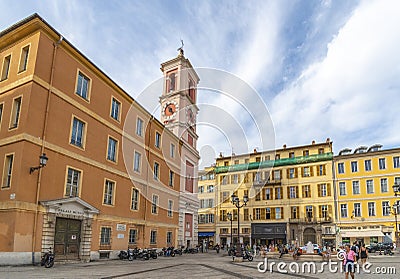 The Rusca Palace clock tower in Nice, France Editorial Stock Photo