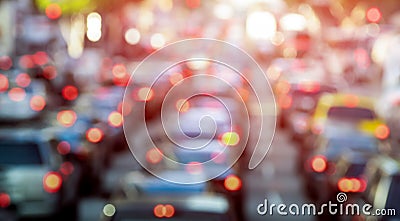 Rush hour with defocused cars and generic vehicles - Traffic jam Stock Photo