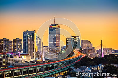 Rush hour traffic on Tobin bridge in Boston Stock Photo