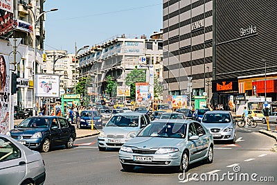 Rush Hour Traffic In Union Square Piata Unirii In Bucharest Editorial Stock Photo