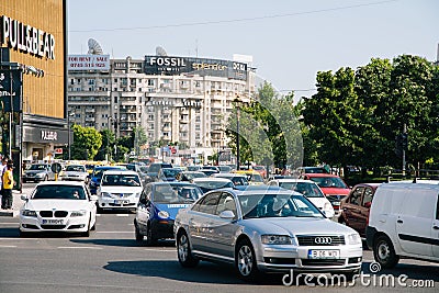 Rush Hour Traffic In Union Square Piata Unirii In Bucharest Editorial Stock Photo