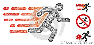 Rush Running Man Polygonal Web Vector Mesh Illustration Cartoon Illustration