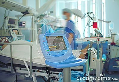 Rush work in the ICU Stock Photo