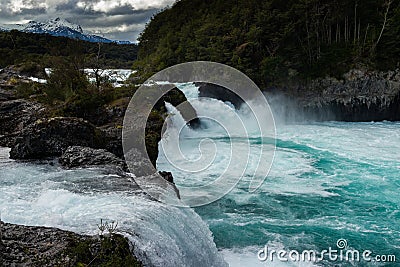 The rushing river Petrohue and its waterfalls Stock Photo