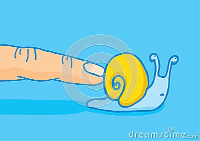 Rushing a snail to fasten its speed Vector Illustration