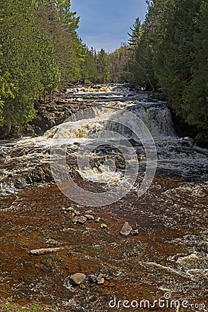 Rushing Stream Cutting Thought the Forest in the Spring Stock Photo