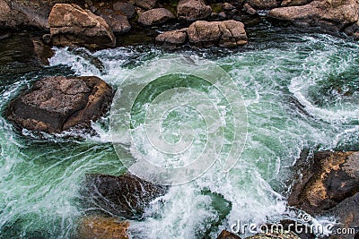 Rushing stream river water through Eleven Mile Canyon Colorado Stock Photo
