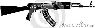 Rusian Assault Riffle AK47 Black - Vector Illustration Vector Illustration