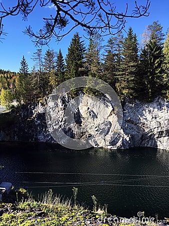 Ruskeala national Park in Karelia, lake view Stock Photo