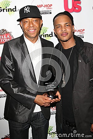 Russell Simmons, T.I., Editorial Stock Photo
