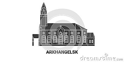 Russia, Arkhangelsk travel landmark vector illustration Vector Illustration