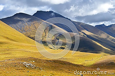 Russia. Arkhyz. Mountains in september in cloudy day Stock Photo