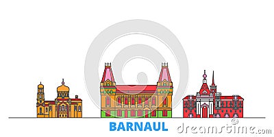 Russia, Barnaul line cityscape, flat vector. Travel city landmark, oultine illustration, line world icons Vector Illustration