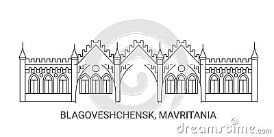Russia, Blagoveshchensk, Mavritania travel landmark vector illustration Vector Illustration