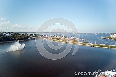 RUSSIA, CHEBOKSARY - August 22, 2020: View of Volga river in Cheboksary Editorial Stock Photo