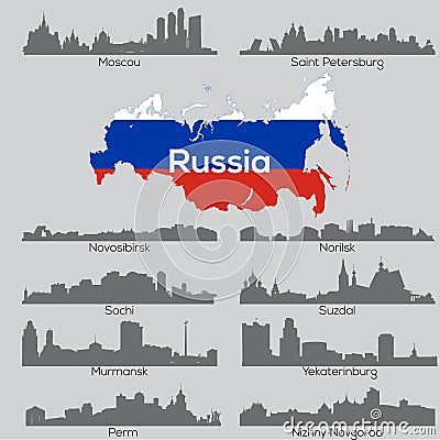 Russia cities skylines Vector Illustration