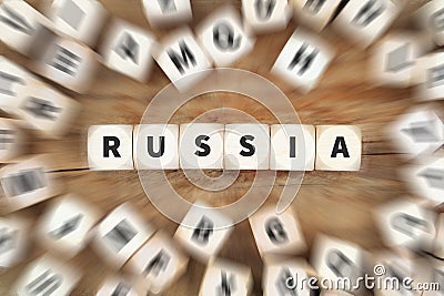 Russia conflict crisis dice business concept Stock Photo