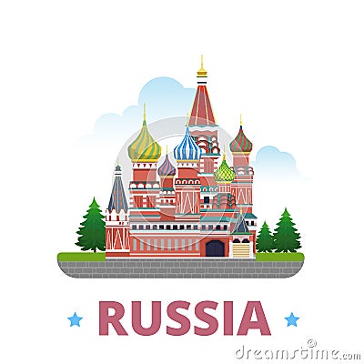 Russia country design template Flat cartoon style Vector Illustration