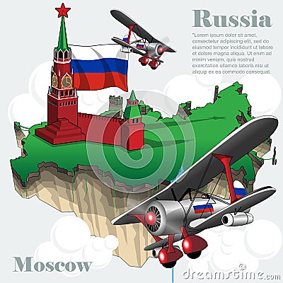 Russia country infographic map in 3d Vector Illustration