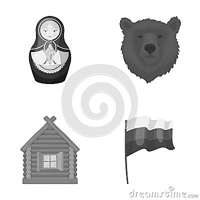 Russia, country, nation, matryoshka .Russia country set collection icons in monochrome style vector symbol stock Vector Illustration