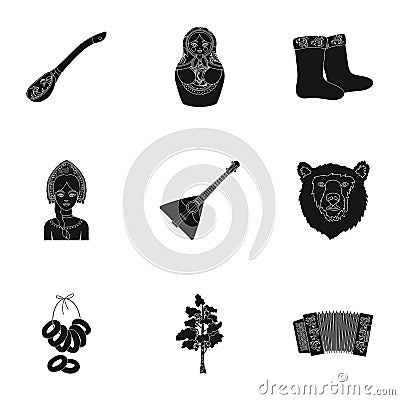Russia country set icons in black style. Big collection of Russia country vector symbol Vector Illustration