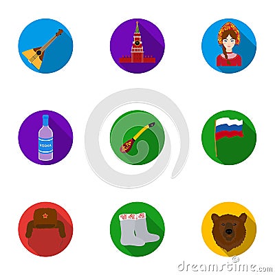 Russia country set icons in flat style. Big collection of Russia country vector symbol stock illustration Vector Illustration