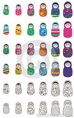 Russia doll set Vector Illustration