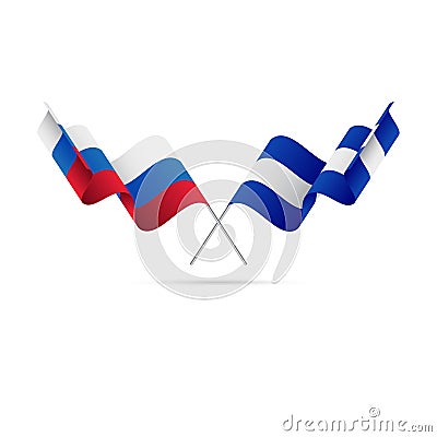 Russia and El Salvador flags. Vector illustration. Stock Photo