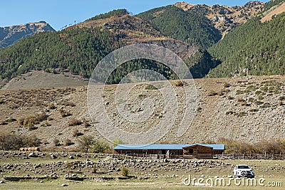 Russia, Elbrus - October , 2020. Toyota RAV4 four wheel drive SUV being used on Elbrus unpaved roads and terrain Editorial Stock Photo